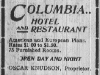 Columbia Hotel Advertisement