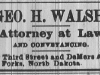 George H. Walsh Advertisement