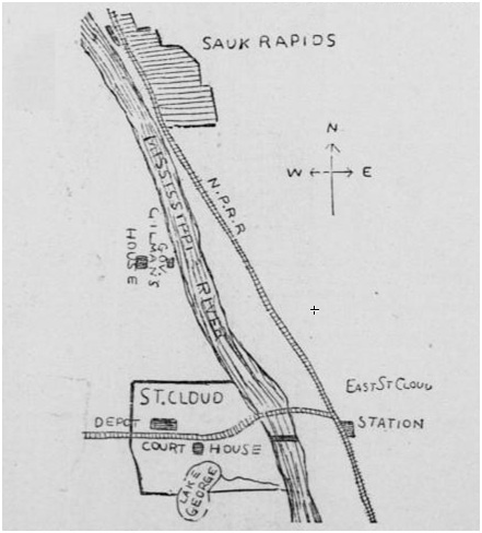 1886 Saint Cloud & Sauk Rapids Map